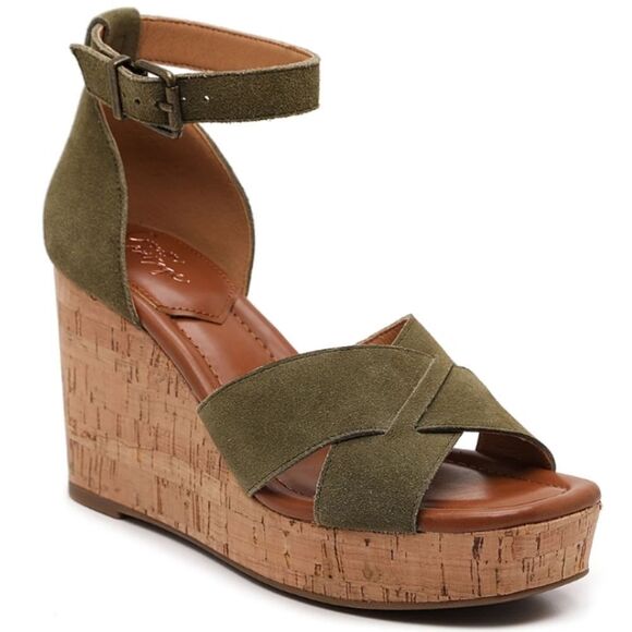 CROWN VINTAGE ANKLE STRAP ESPADRILLE PLATFORM WEDGE SANDAL - Picture 1 of 15